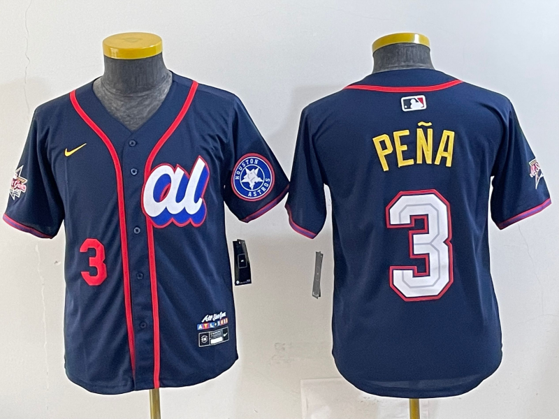 Youth 2025 Houston Astros #3 Pena Drak Blue All star Nike MLB Jersey style 005->milwaukee brewers->MLB Jersey